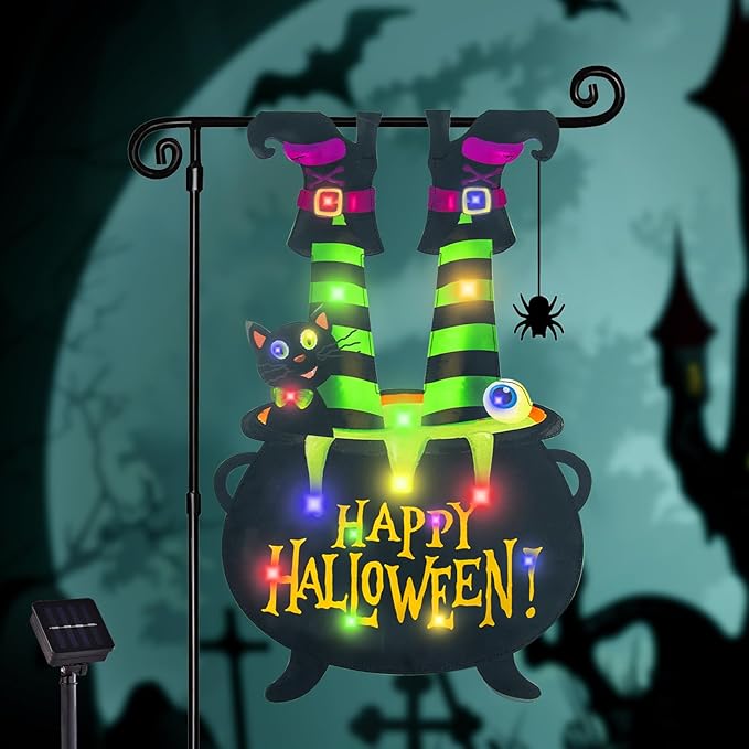 Solar LED Halloween Garden Flag - 12x18 Double Sided