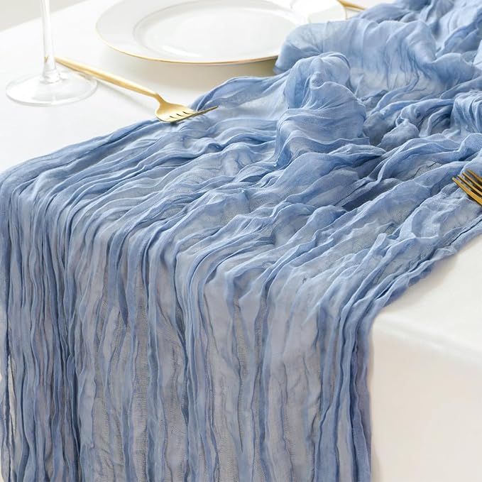 Dusty Blue Cheesecloth Table Runner - 10 ft