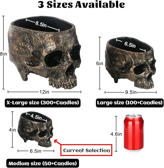 Halloween Skull Candy Dish - Bronze