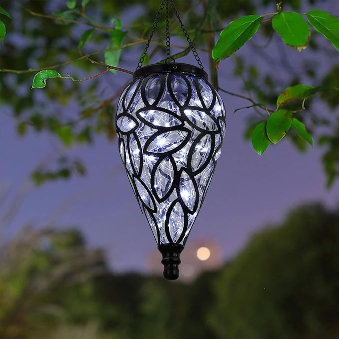 Outdoor LED Solar Hanging Lantern - Cool White