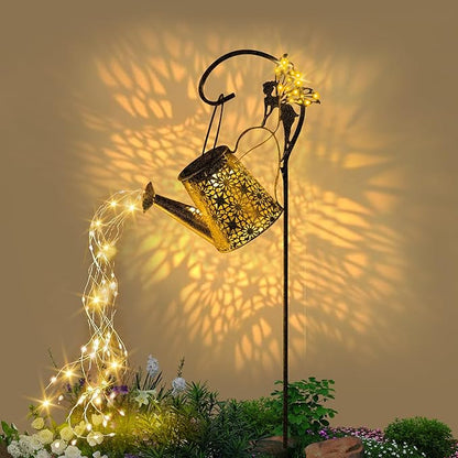 Solar Watering Can Garden Decor