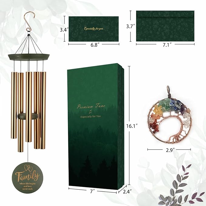 Large Outdoor Windchime with Engraved Tree of Life