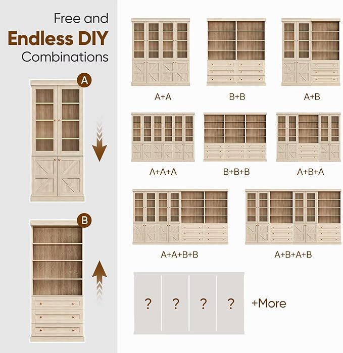 Set of 2 Farmhouse Bookcases  – Natural