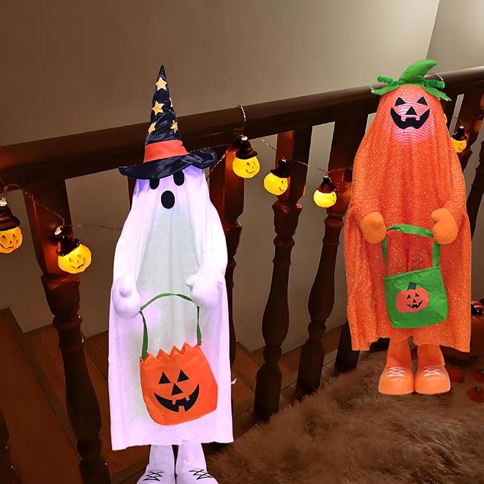 32" Light up Halloween Trick or Treater Indoor and Outdoor Decoration - Pumpkin