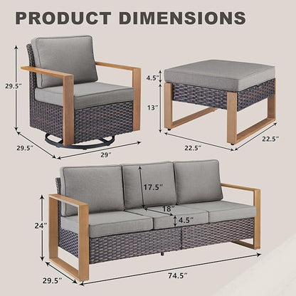 5 Piece Patio Conversation Set in Gray