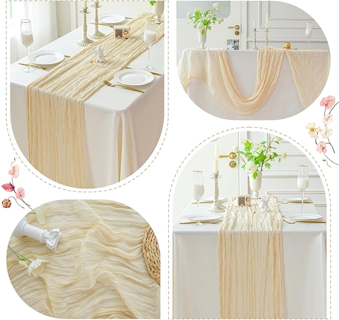 Beige Cheesecloth Table Runner - 120"