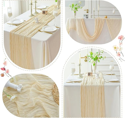 Beige Cheesecloth Table Runner - 120"