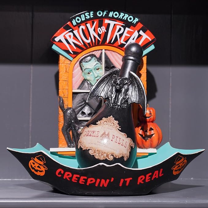 Black Resin Gargoyle Potion Bottle Halloween Decoration