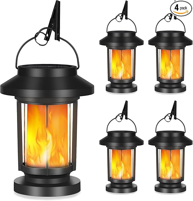 4 Pack Flickering Flameless Solar Lanterns
