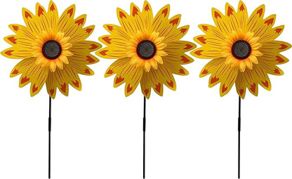 Yellow Sunflower Wind Spinners - Set of 3