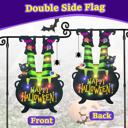 Solar LED Halloween Garden Flag - 12x18 Double Sided