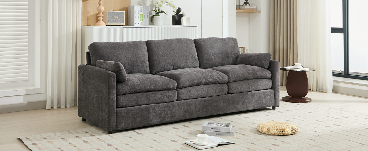 Cozy Upholstered Oversized 3-Seater Cloud Sofa in Dark Gray