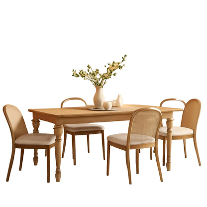 Mid Century Rattan Dining Chairs With Sherpa Upholstered Seat - 2 Pack