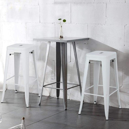 Set of 4 Stacking Metal Indoor/Outdoor Bar Stools- White