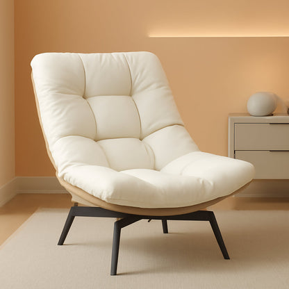 Swivel Accent Chair With Oversized Cushioning in Beige