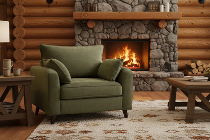 Oversized Accent Chair With Storage in Green Chenille