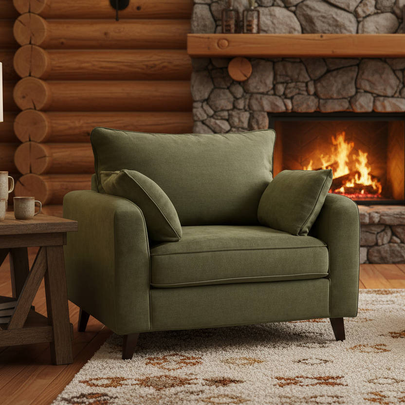 Oversized Accent Chair With Storage in Green Chenille