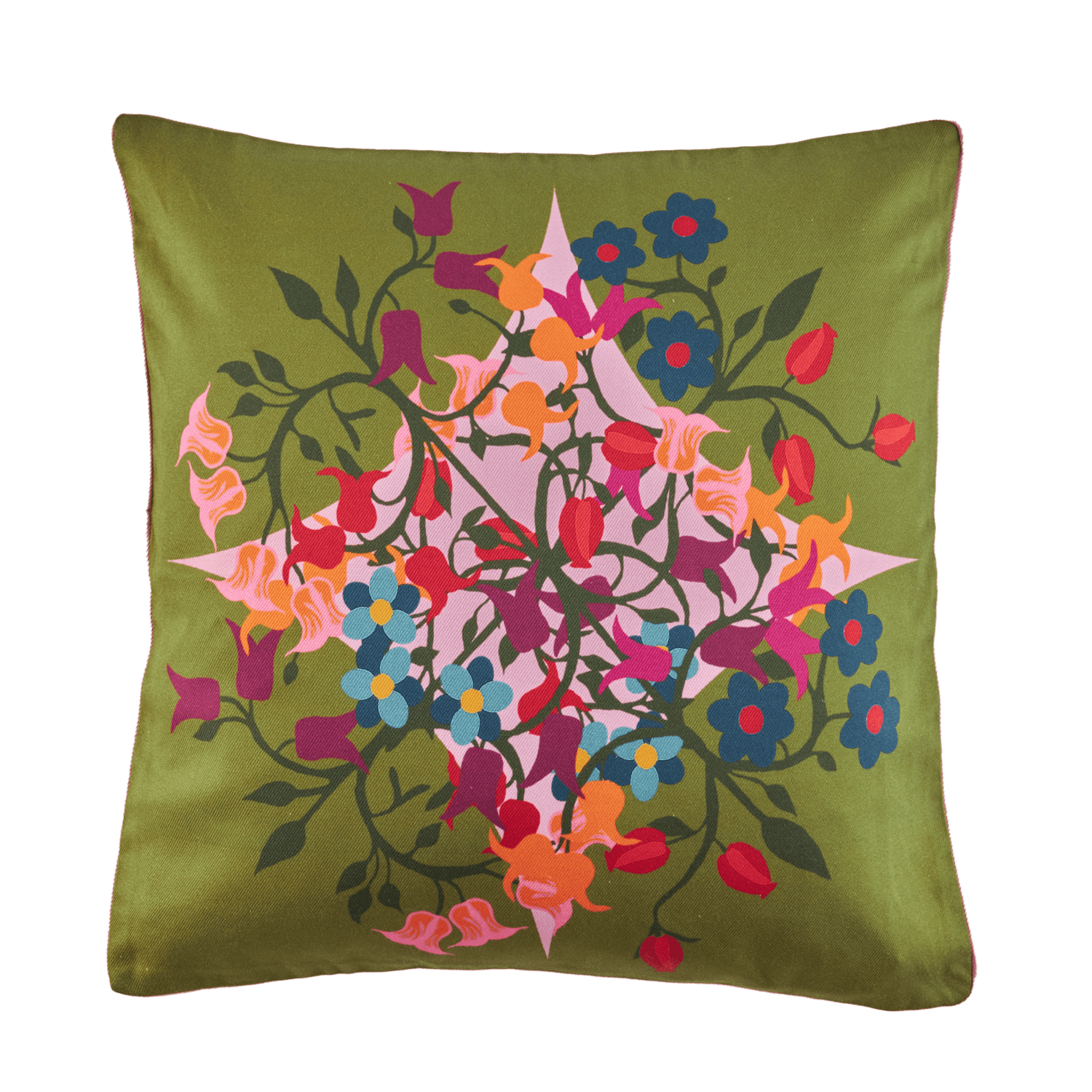 Square Pillow Cover Blumen Green