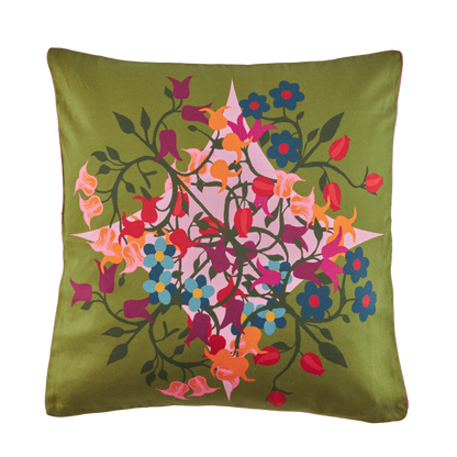 Square Pillow Cover Blumen Green
