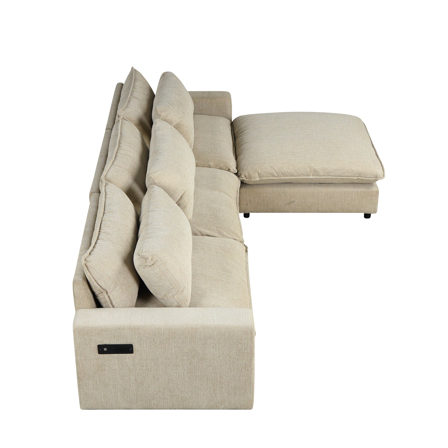 Chenille Upholstered Cloud Sofa Modular Sectional - Beige