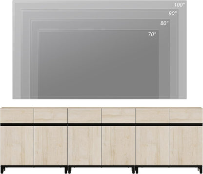 3 In 1 Multifunctional Sideboard Buffet Cabinet With Adjustable Shelves In Light Oak