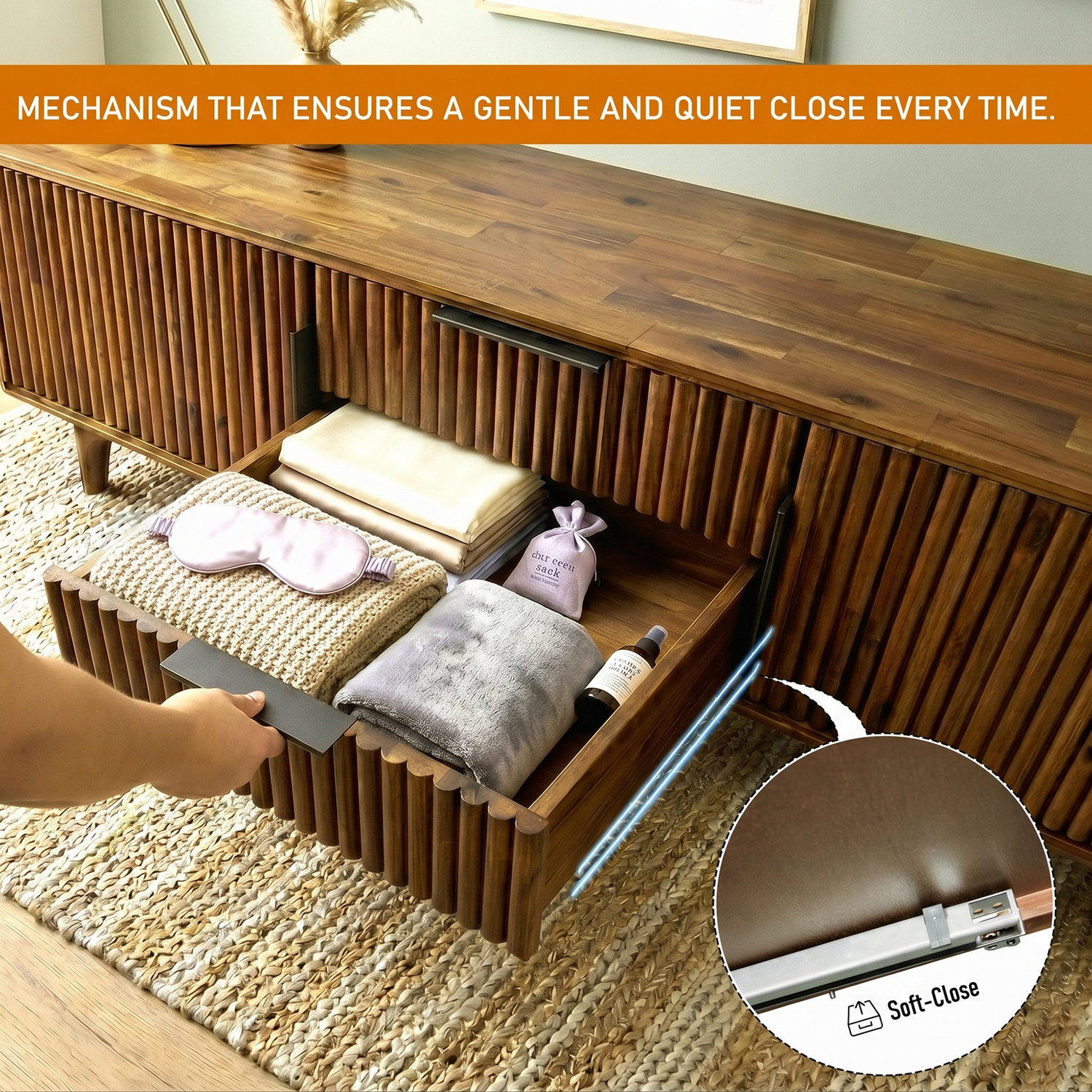 Bosk Solid Wood Storage Bench in Walnut or Natural