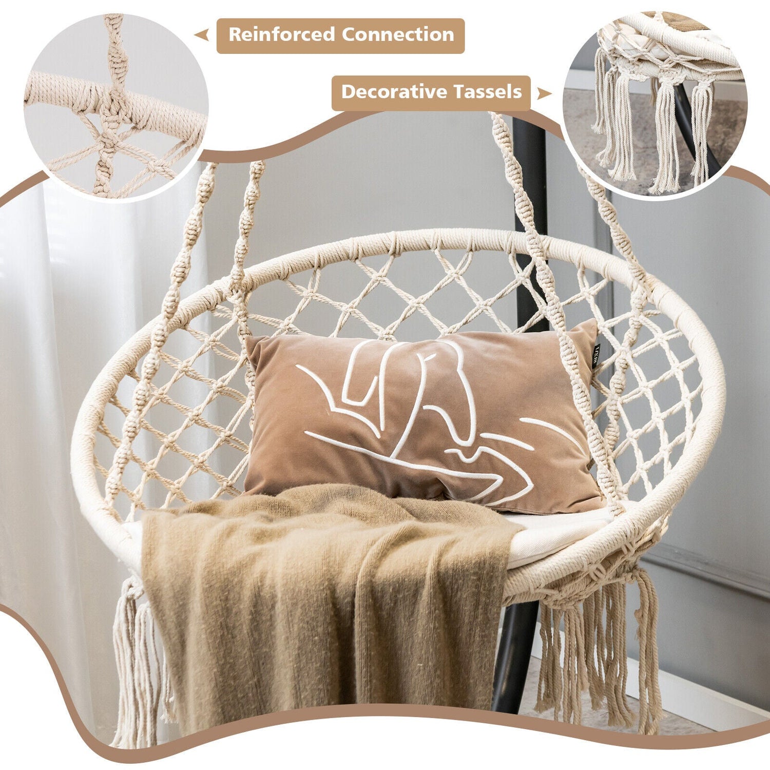 Cushioned Hammock Chair with Hanging Kit