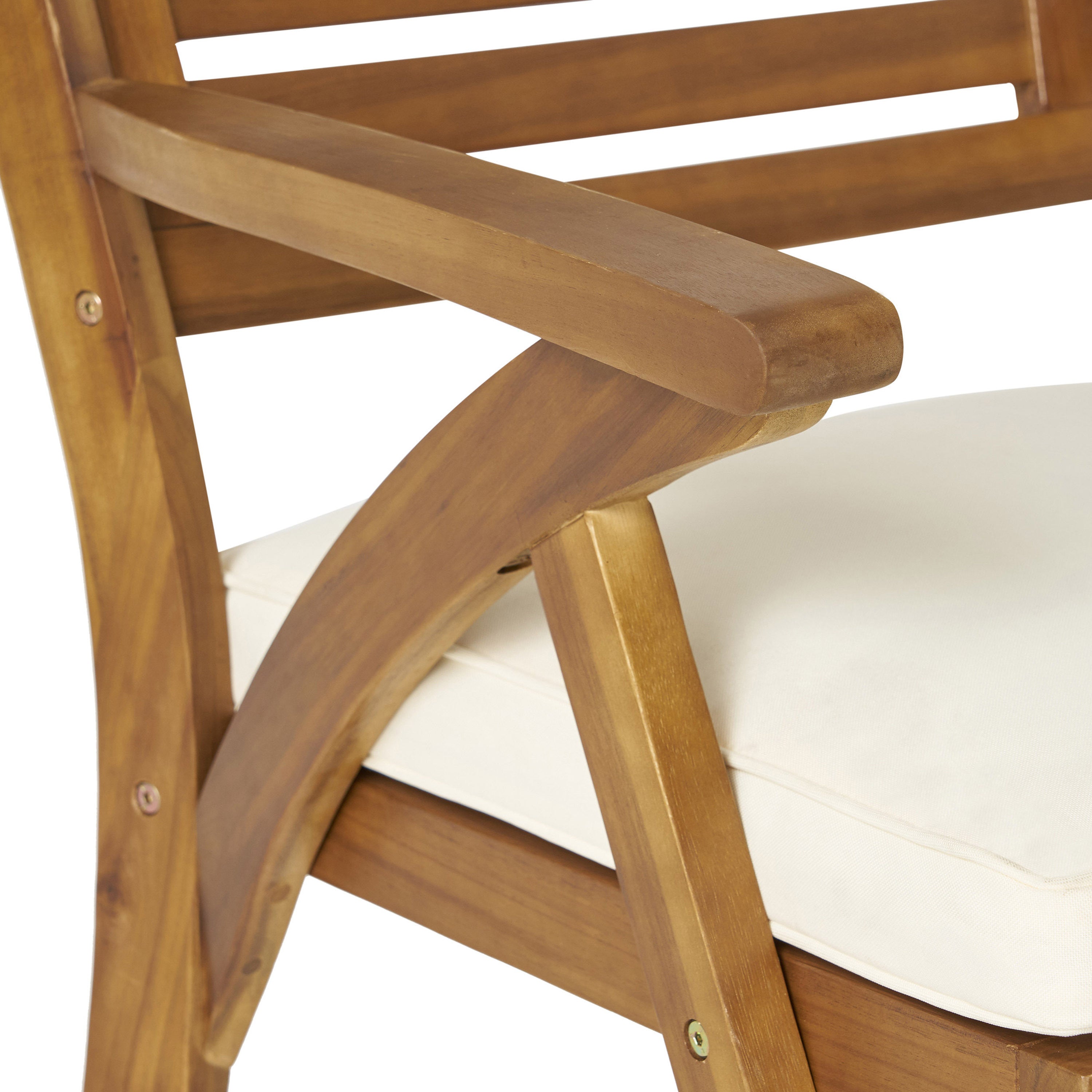 Hermosa 5 Piece Teak Wood Dining Outdoor Dining Set With Beige Cushions