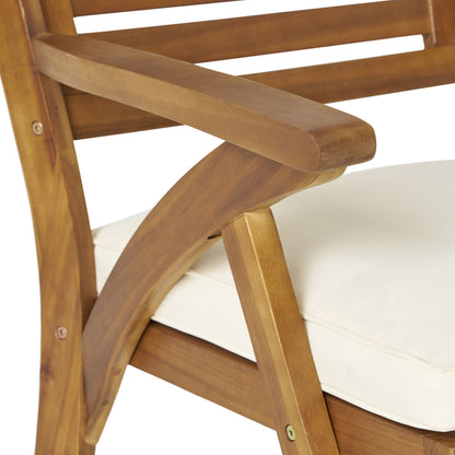 Hermosa 5 Piece Teak Wood Dining Outdoor Dining Set With Beige Cushions