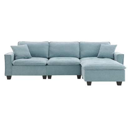 Modern Reversible Sofa Sectional in Sky Blue