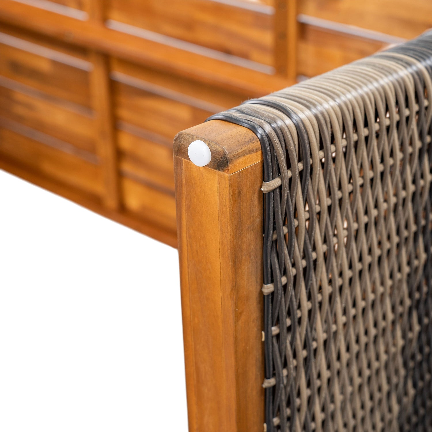 Outdoor Acacia Wood Dining Table - Teak + Grey Wicker