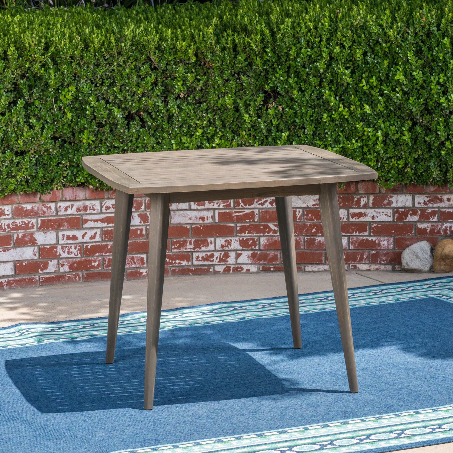 Outdoor Square Acacia Wood Table in Gray Finish
