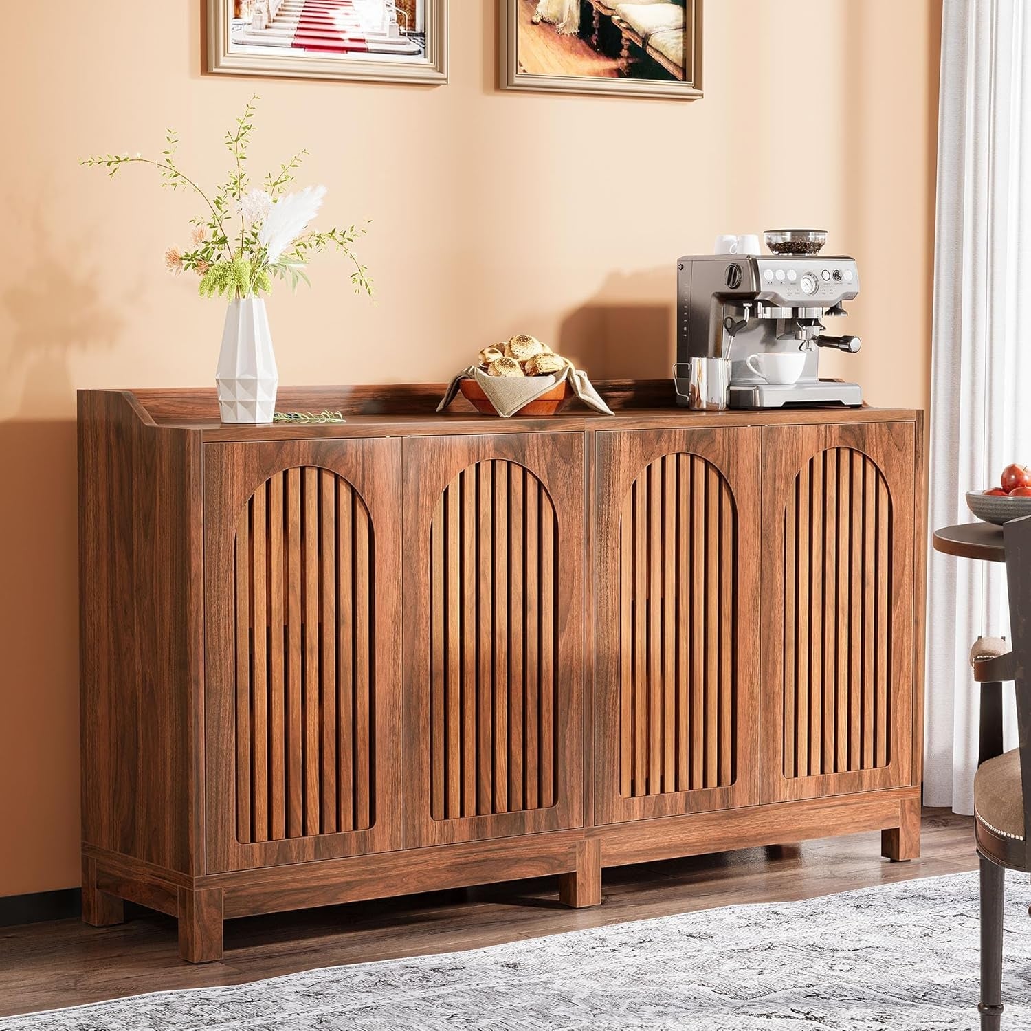 57 InchModern  Farmhouse Sideboard Cabinet With Adjustable Shelves