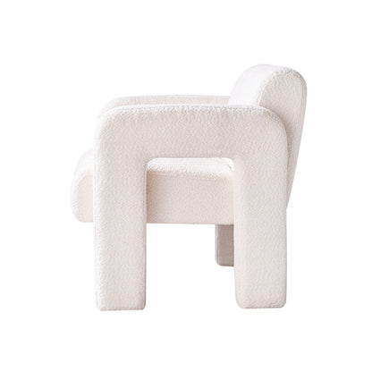 White Boucle Upholstered Accent Chair
