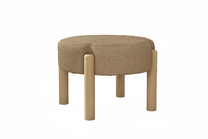 Luna Modern Round Ottoman in Brown Boucle