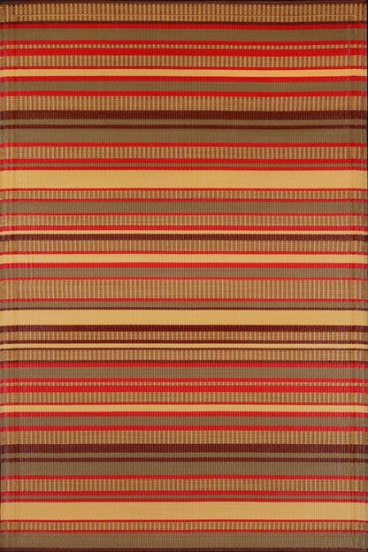 Stripes Warm Brown/Red Outdoor Mat