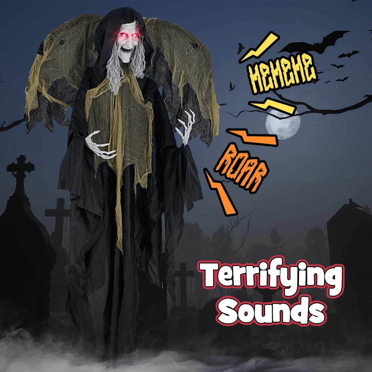 8.2 ft Animatronic Witch with Lighted Eyes