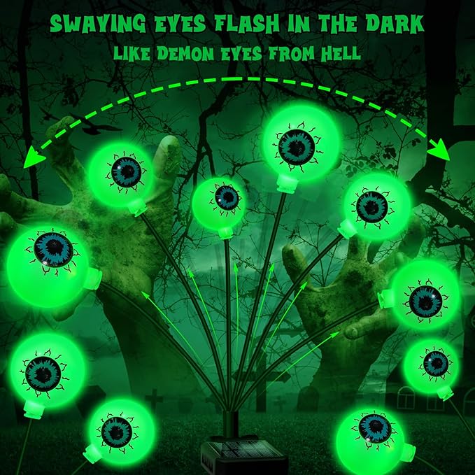 Set of 4 24-light LED Spooky Eyeball Lights - Outdoor/Waterproof