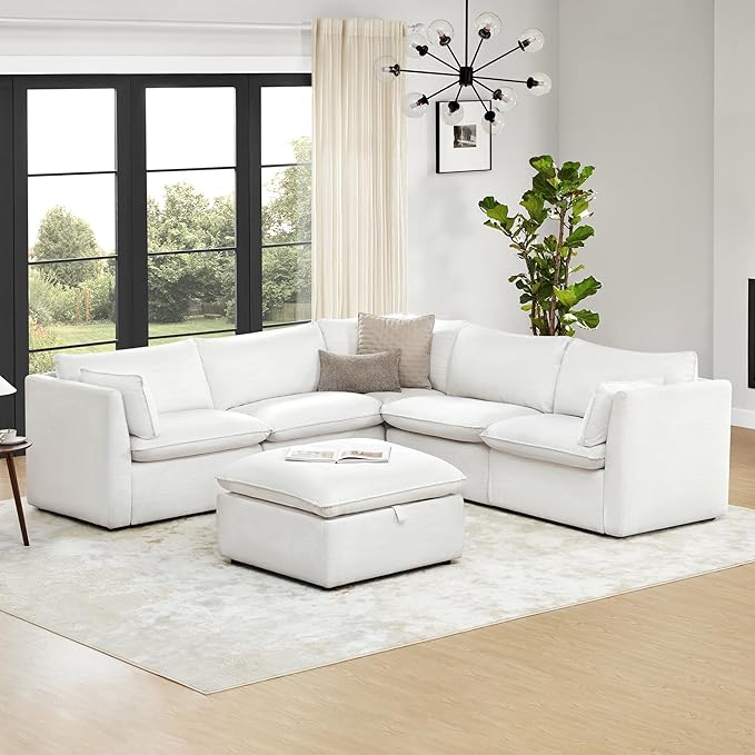 CHITA Down Filled Modular Sectional in Cream