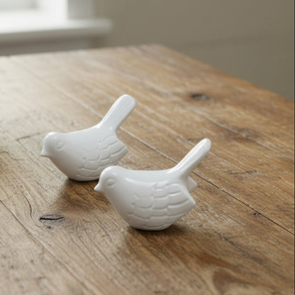 Birds of Health and Happiness in White - Set of 2