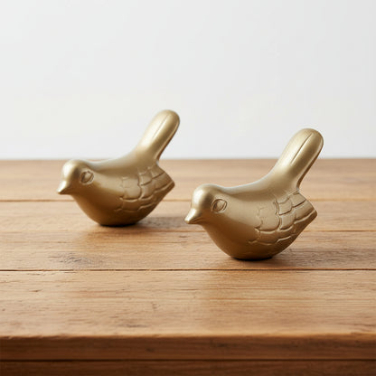 Birds of Health and Happiness in Gold Finish - Set of 2