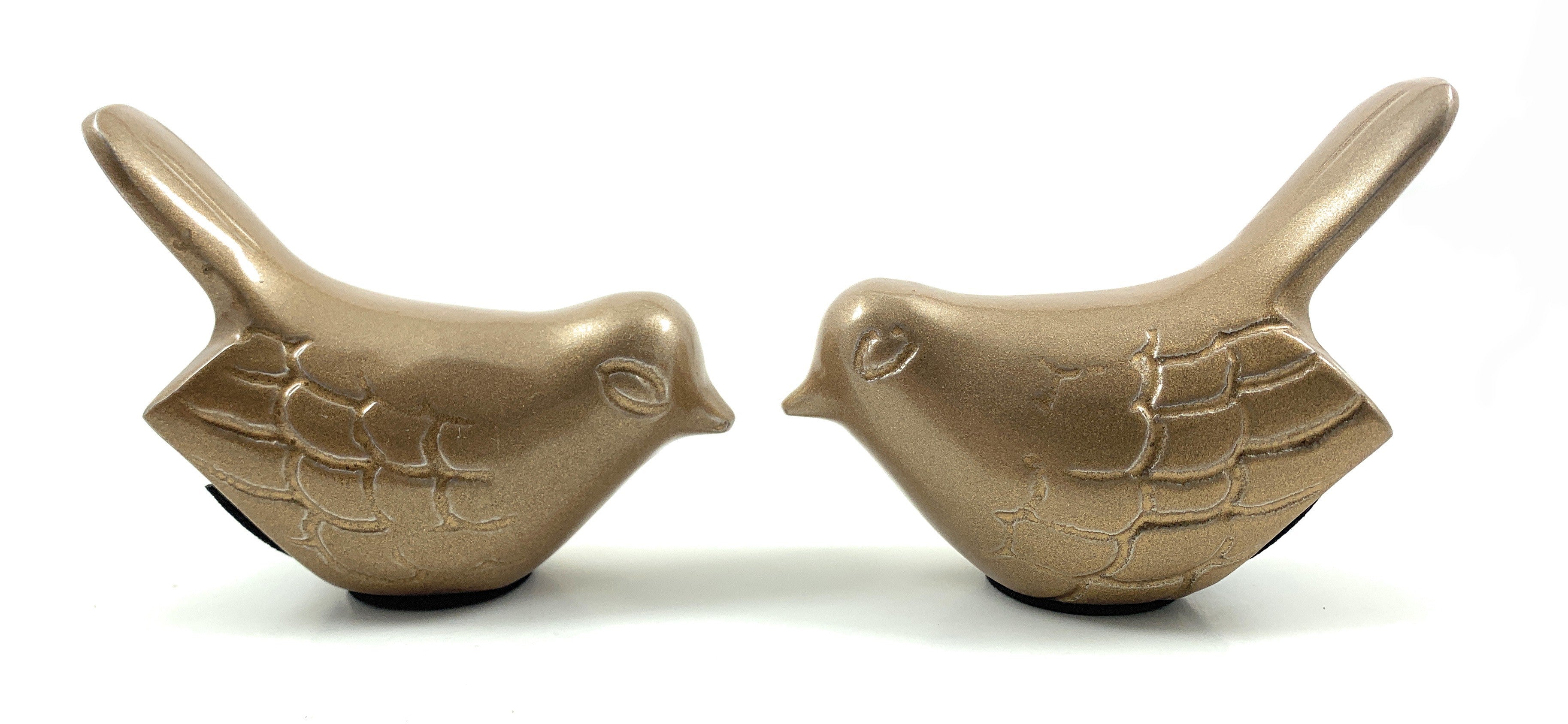 Birds of Health and Happiness in Gold Finish - Set of 2