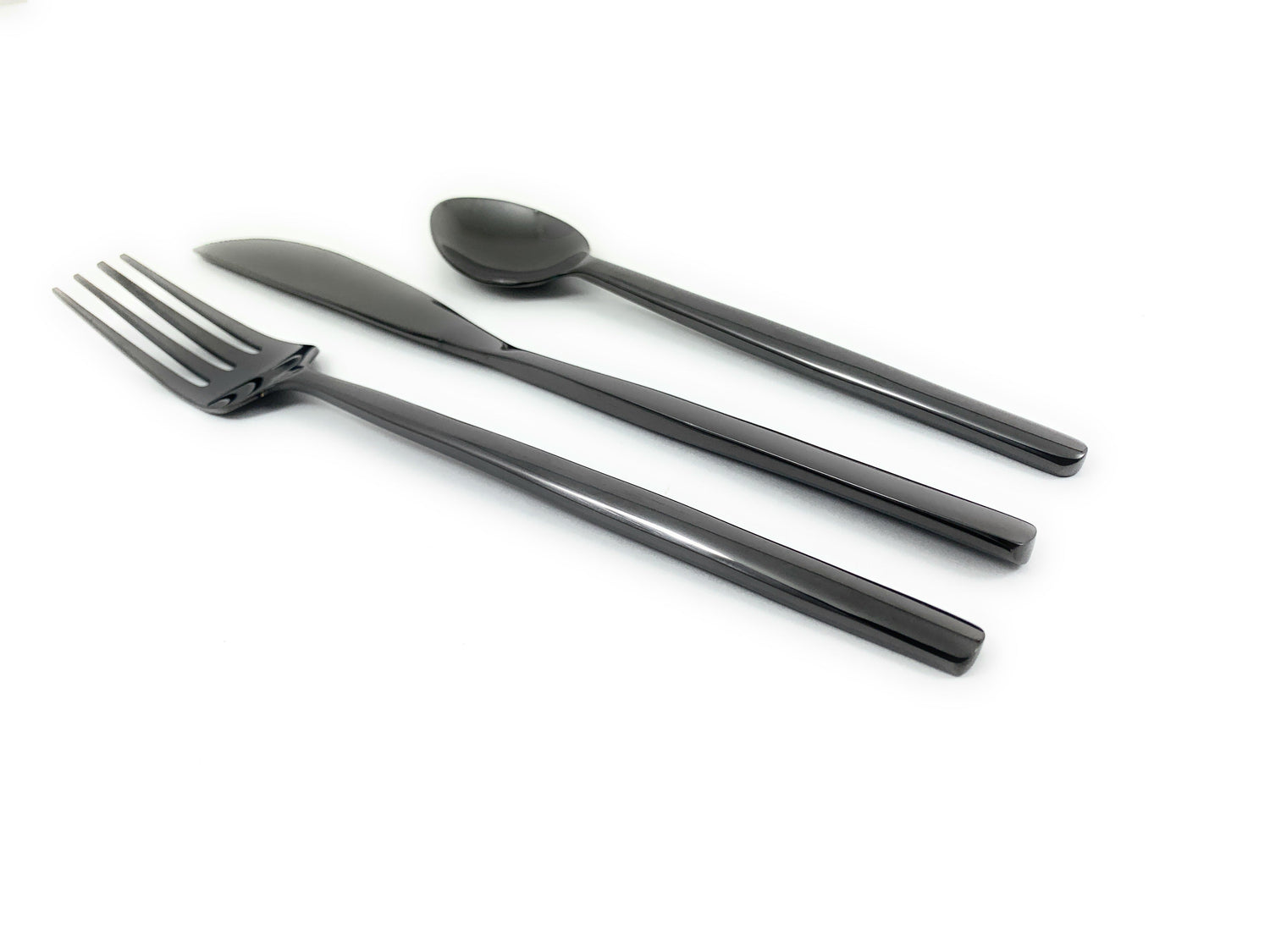 Stainless Steel Flatware 18 PC Set in Black - Knives, Forks, Teaspoons