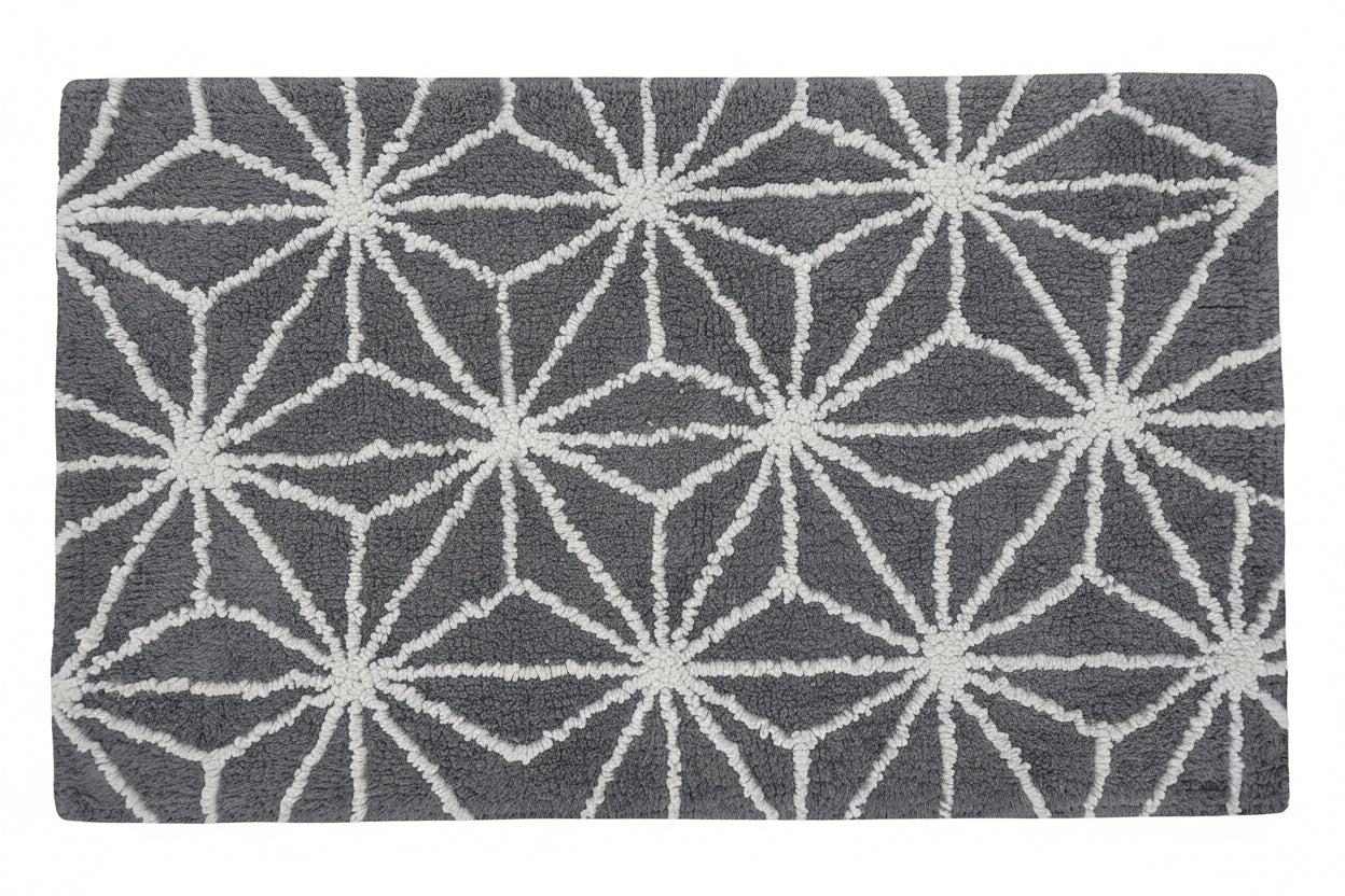 Geometric Star Bath Rug - Dark Grey