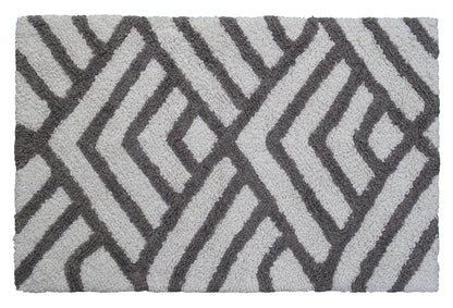 Geometric Bath Rug - Grey/Ivory