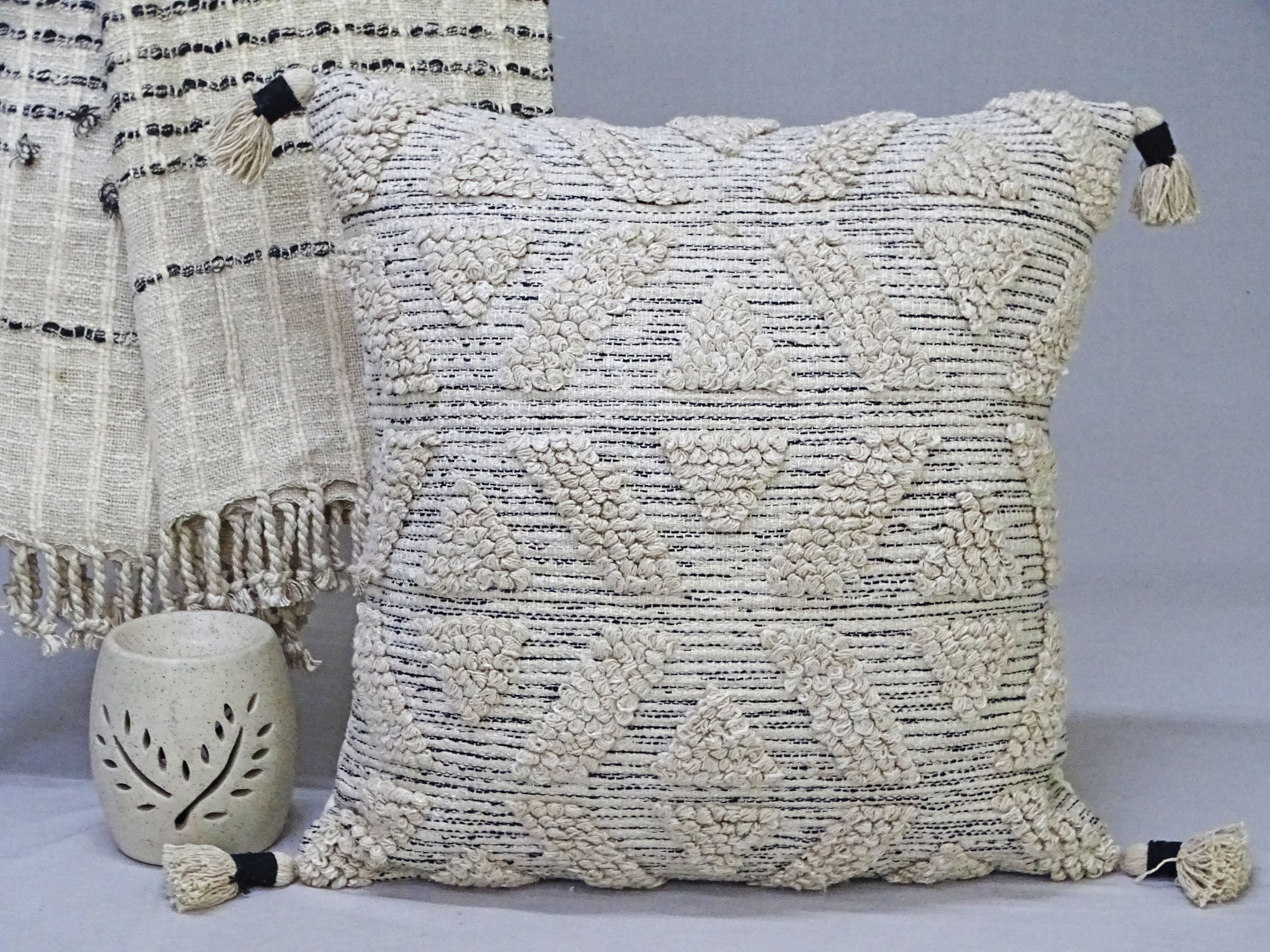 Astrid Handwoven Tufted Tassel Pillow - 22 x 22