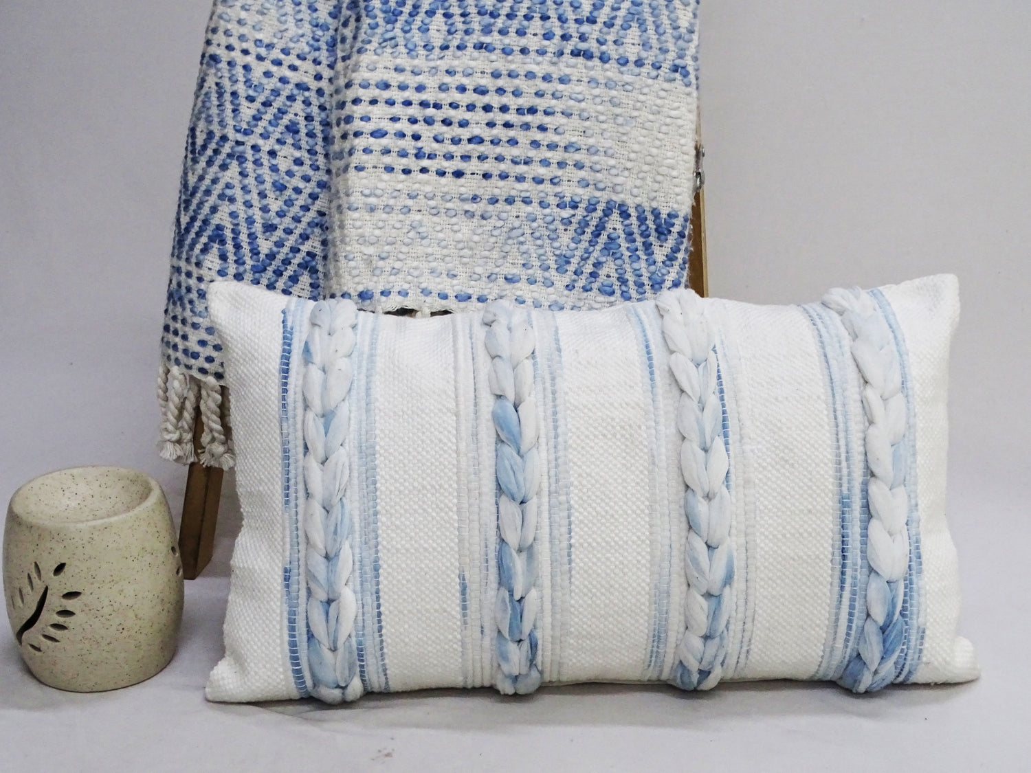 Handwoven Braided Pillow - 14"X 24"