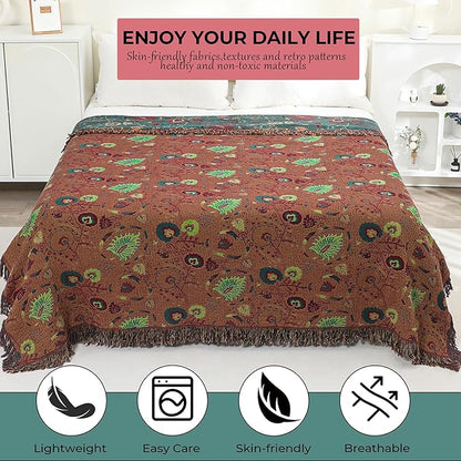 100% Cotton Soft Breathable Reversible Blanket - 80" x 90"
