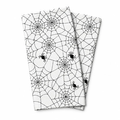 Set of 2 Disposable Halloween Spider Web Table Cloths - White, 108 x 54 Inch
