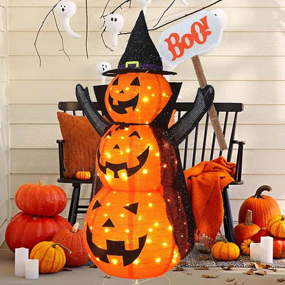 4.3FT LED Collapsible Jack-O-Lantern Lantern Indoor/Outdoor Halloween Decoration